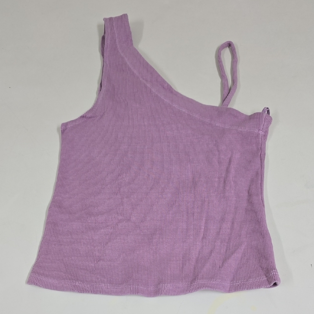 We The Free Free People Tan Lines Asymmetrical Ribbed Tank Top